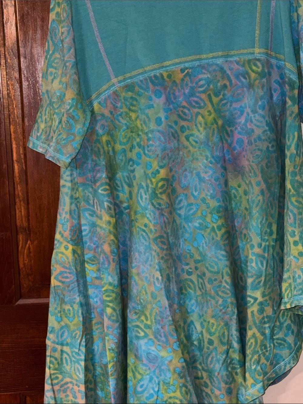 Winter Sun Teal Multicolor floral Short-Sleeve Tunic - Picture 3 of 5